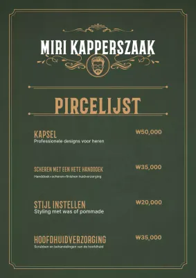 Khaki Vintage Barbershop Prijslijst
