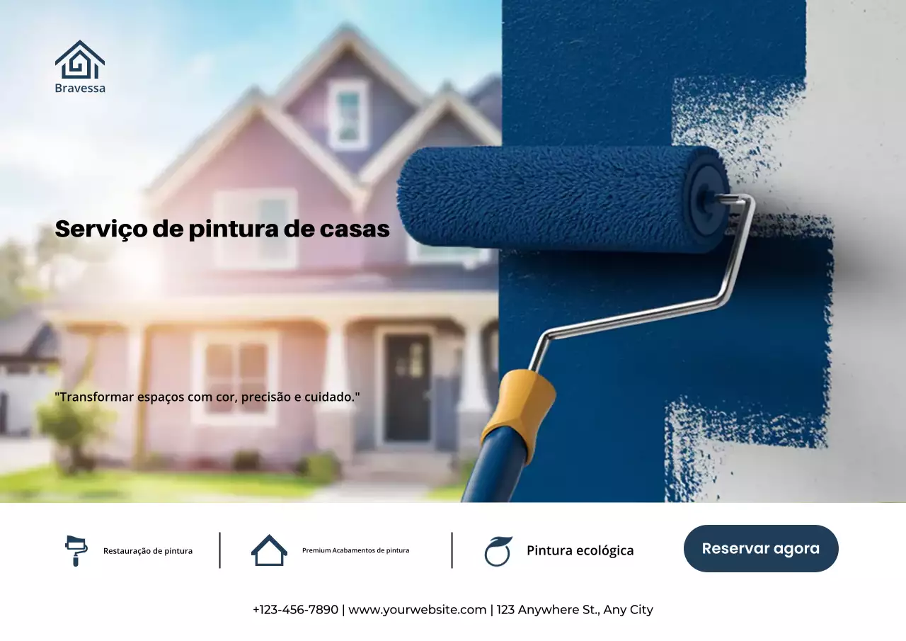 Cartaz de serviço de pintura de casa moderna azul