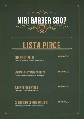 Lista de precios de peluquería vintage caqui