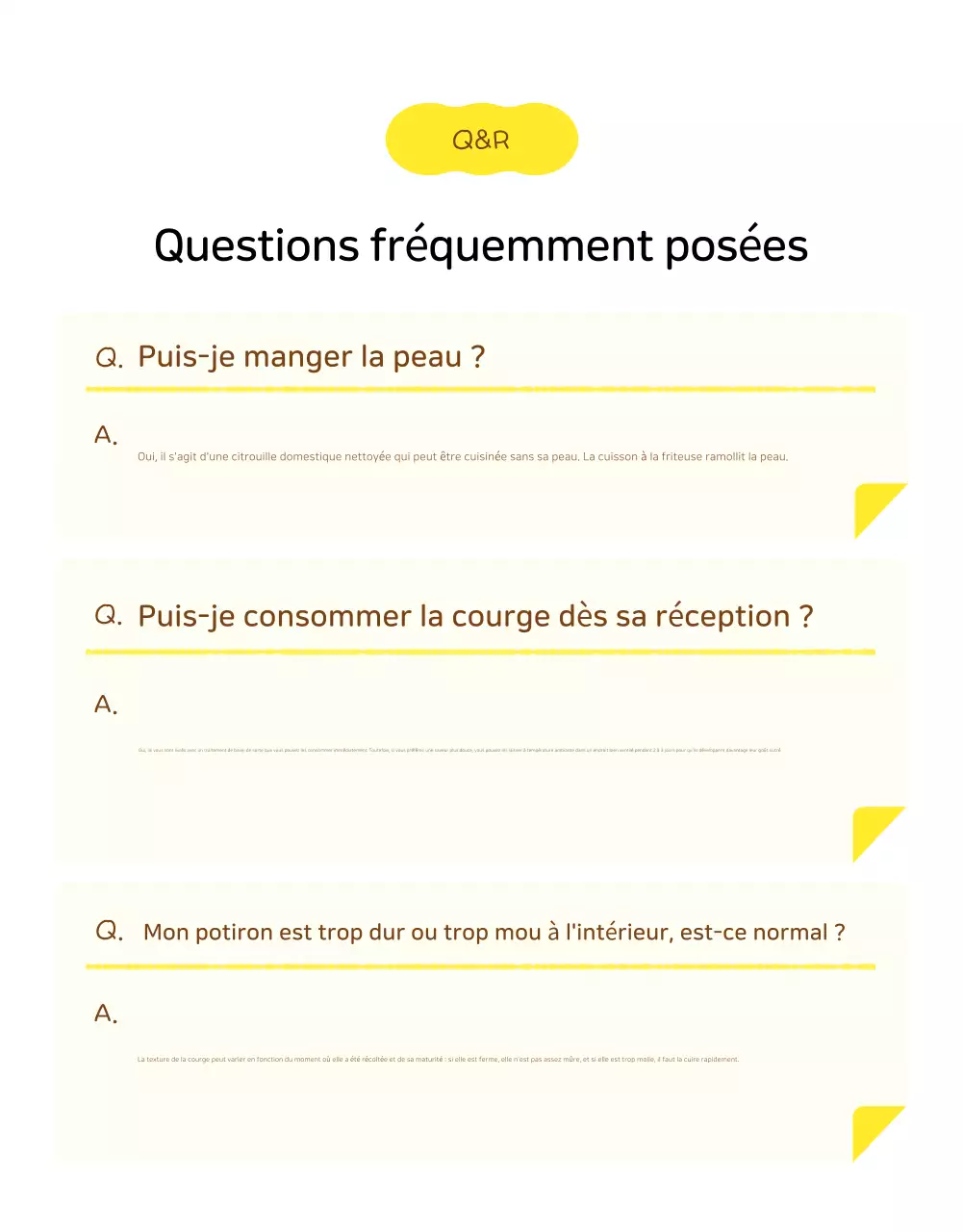 Page de détails des produits agricoles simples jaunes