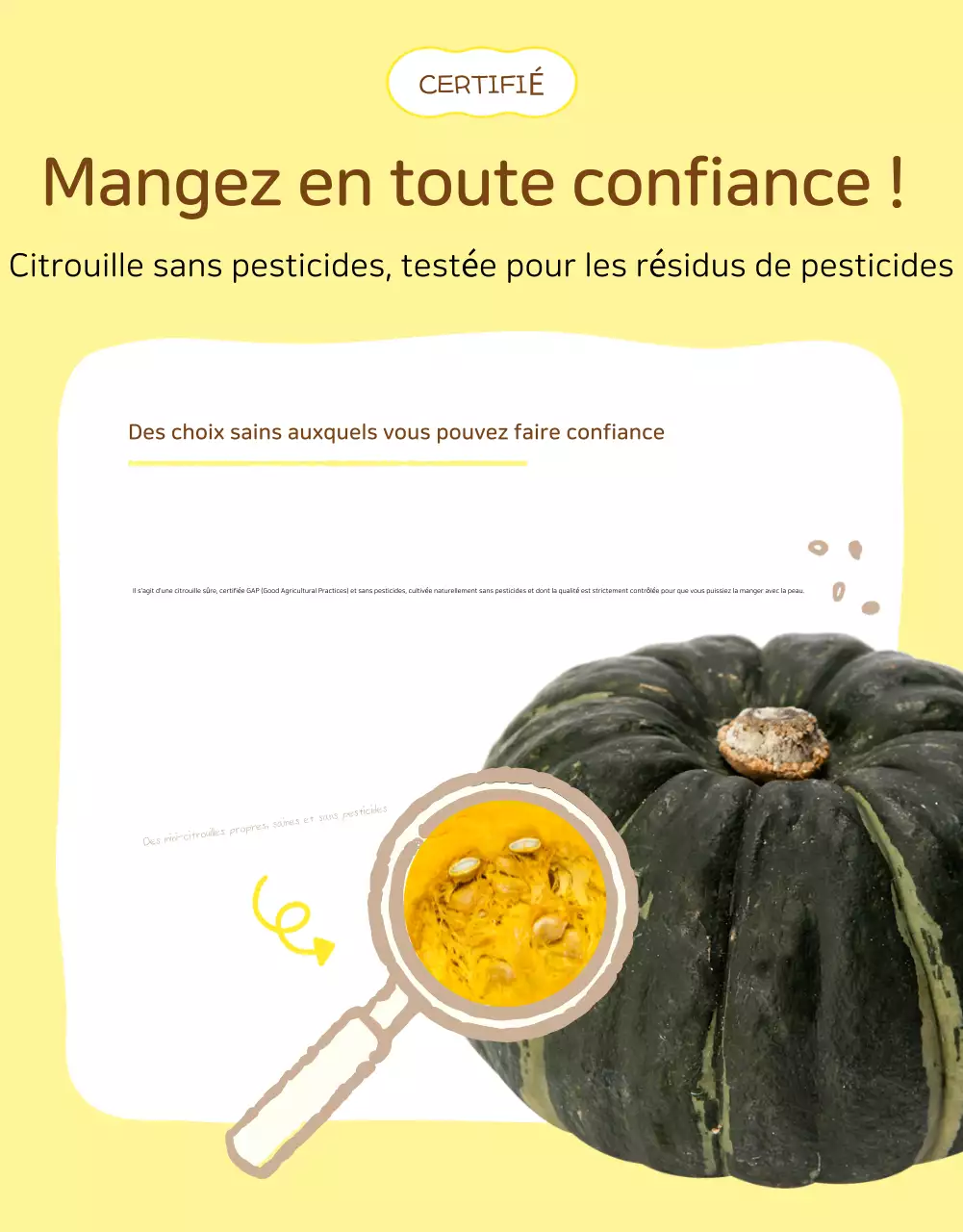 Page de détails des produits agricoles simples jaunes