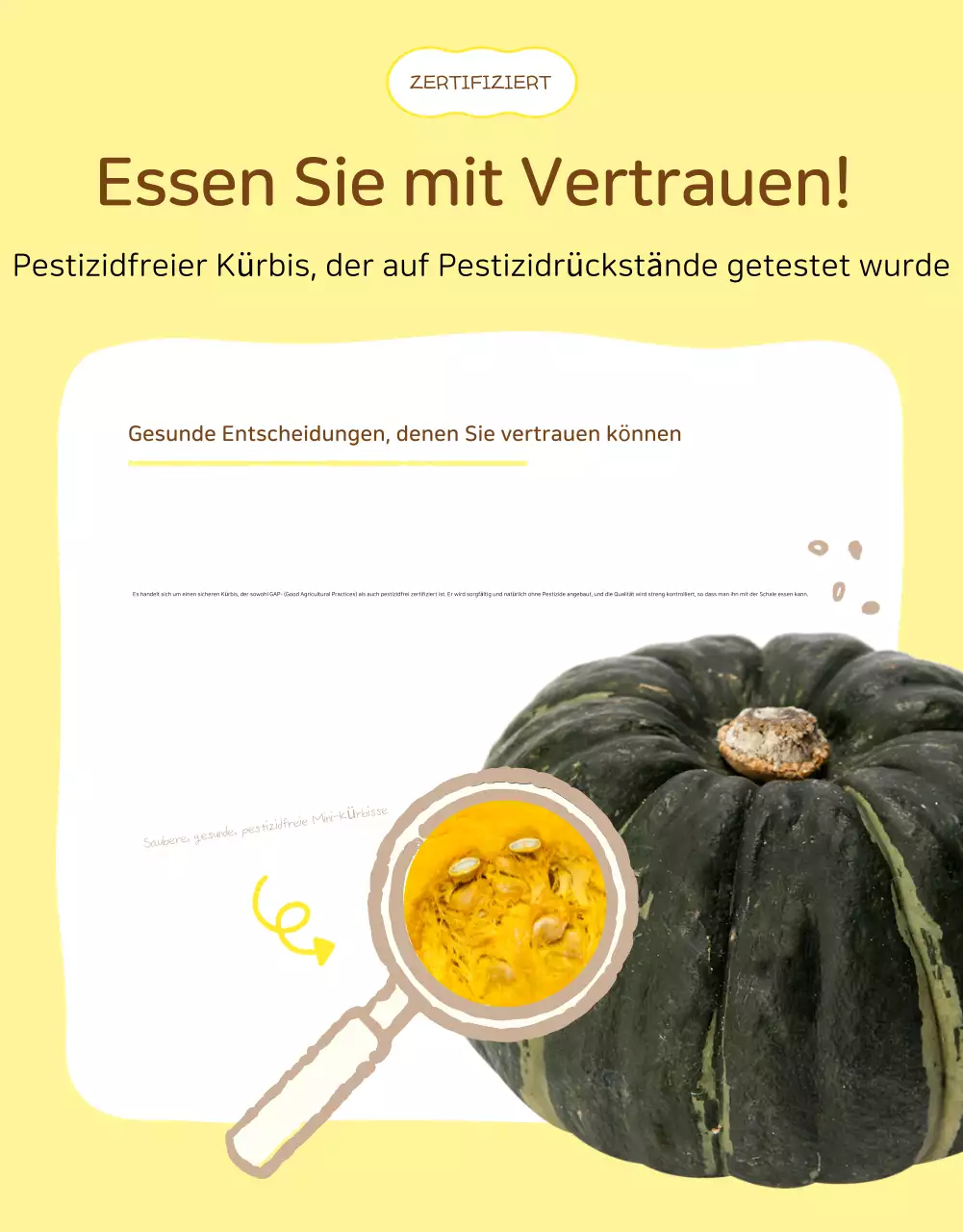 Gelbe, einfache Detailseite für landwirtschaftliche Produkte