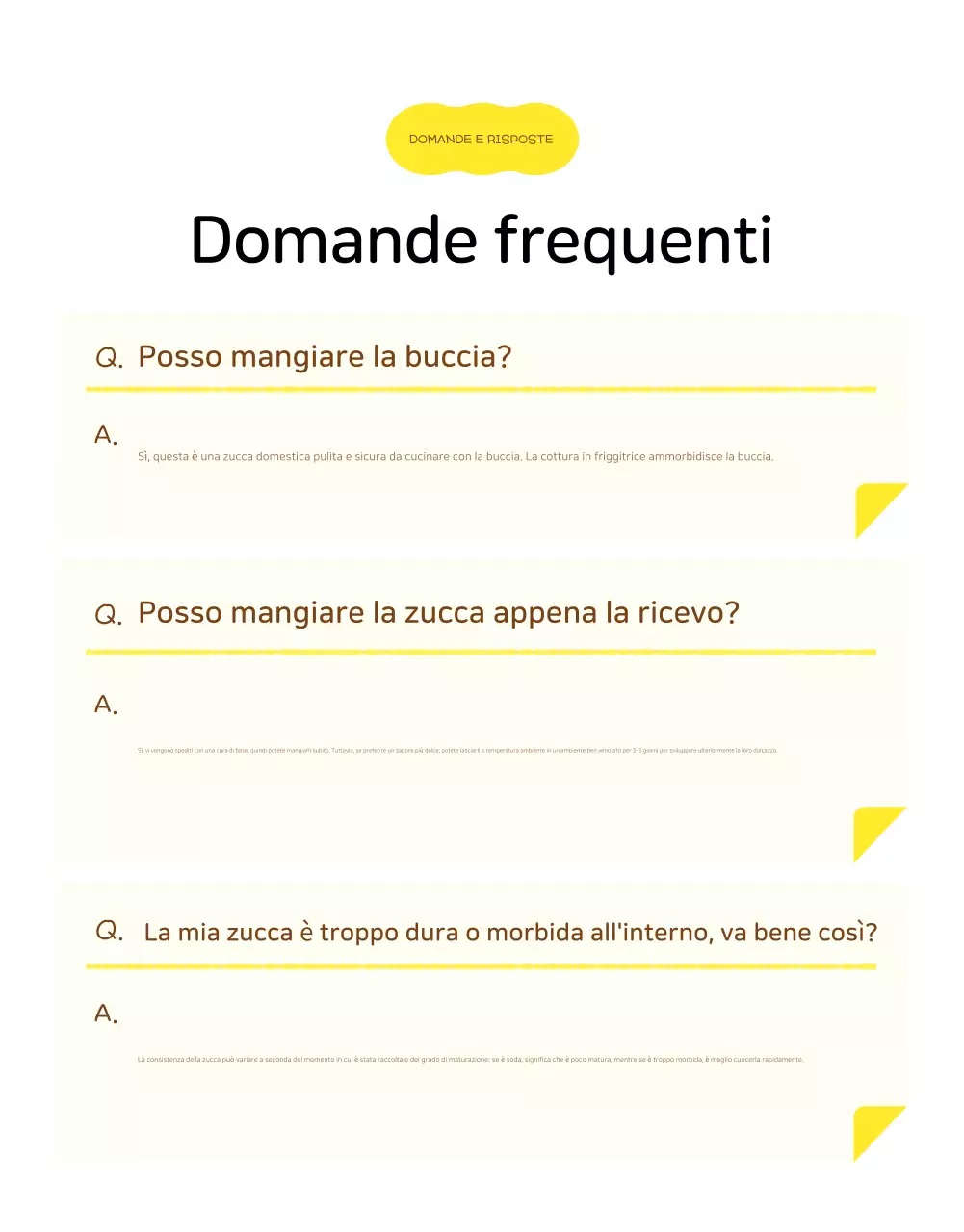 Pagina dei dettagli dei prodotti agricoli semplici gialli