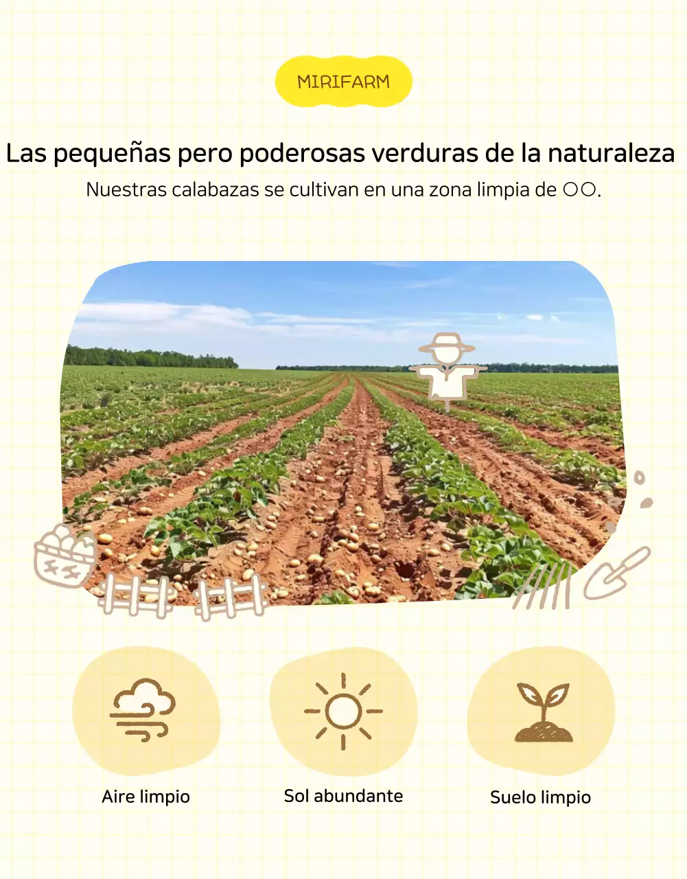 Página de detalles de productos agrícolas simples en amarillo