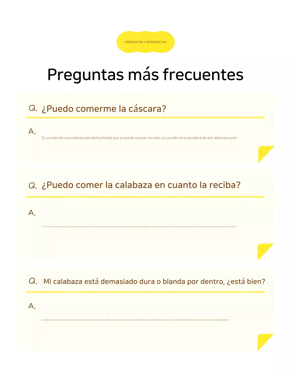 Página de detalles de productos agrícolas simples en amarillo