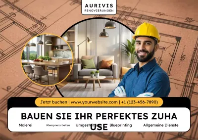 Beigefarbenes Werbeplakat für die moderne Hausrenovierung