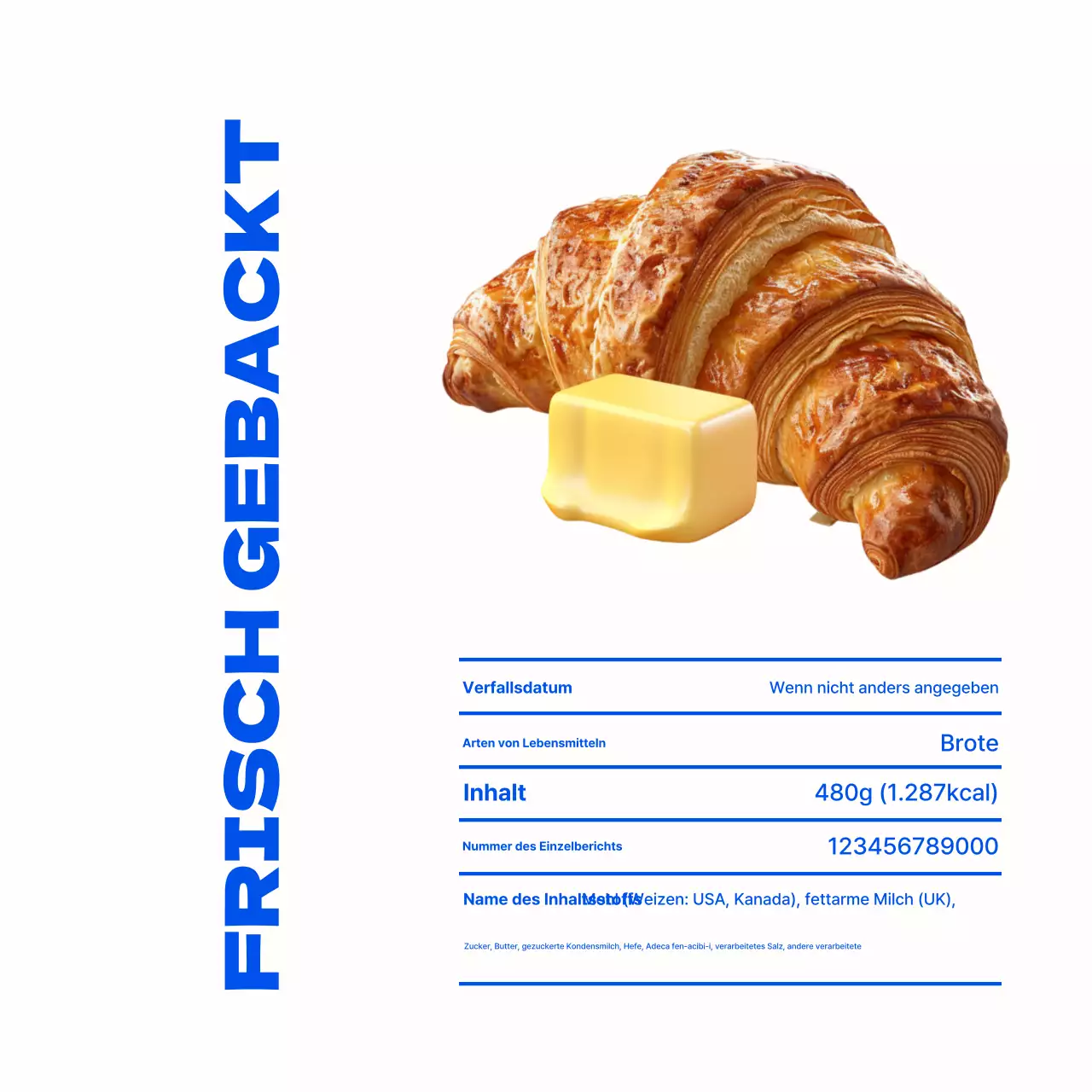 Blaue moderne Bäckereiproduktwerbung