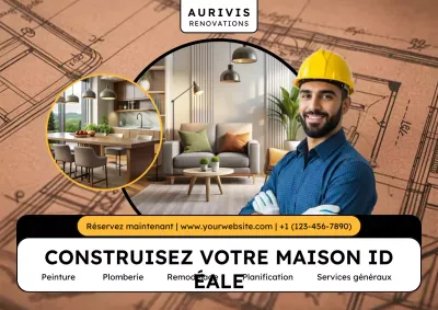 Affiche de promotion de rénovation de maison moderne beige