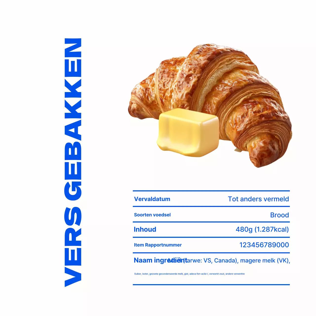 Promotie van blauwe moderne bakkerijproducten