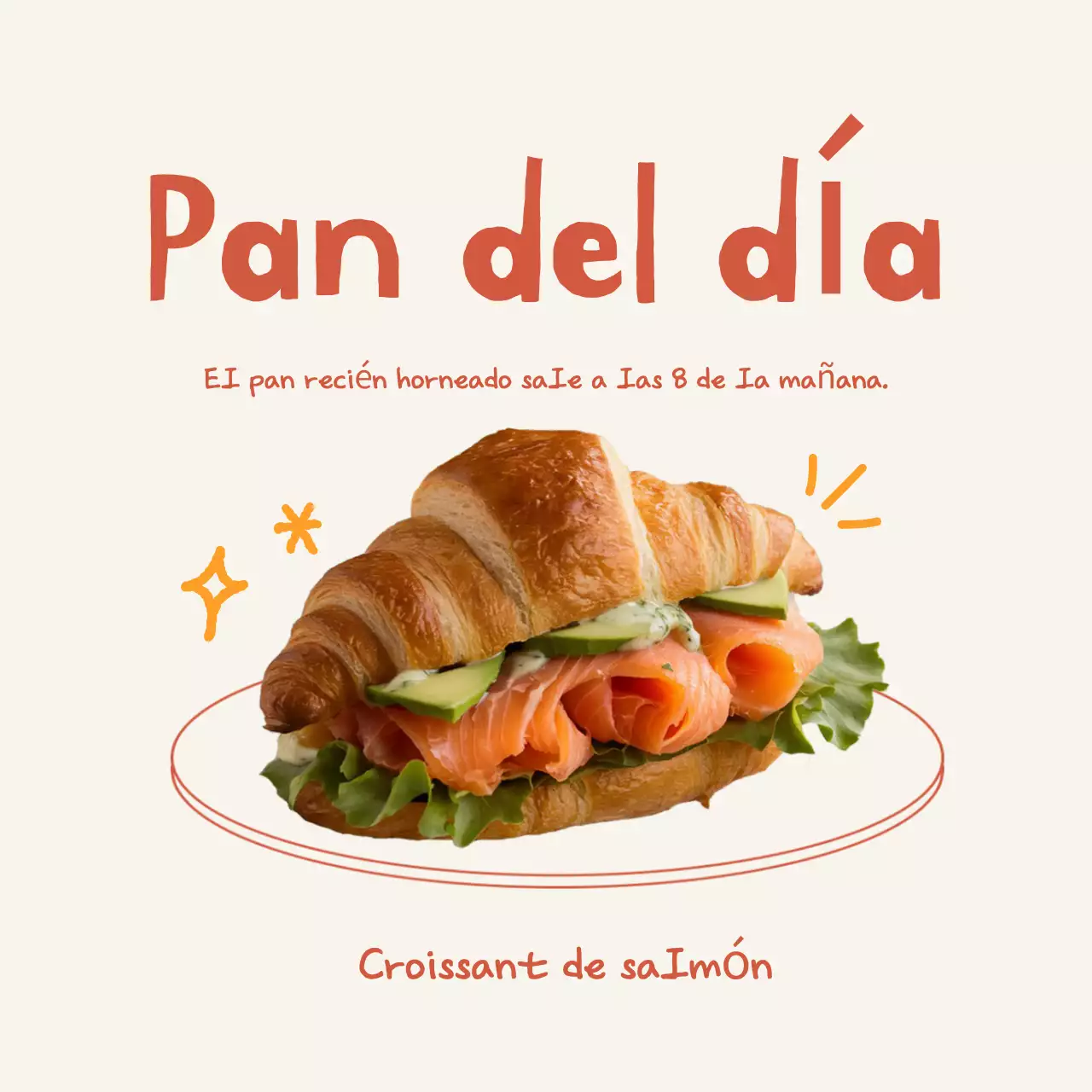 Anuncio de sándwich simple beige