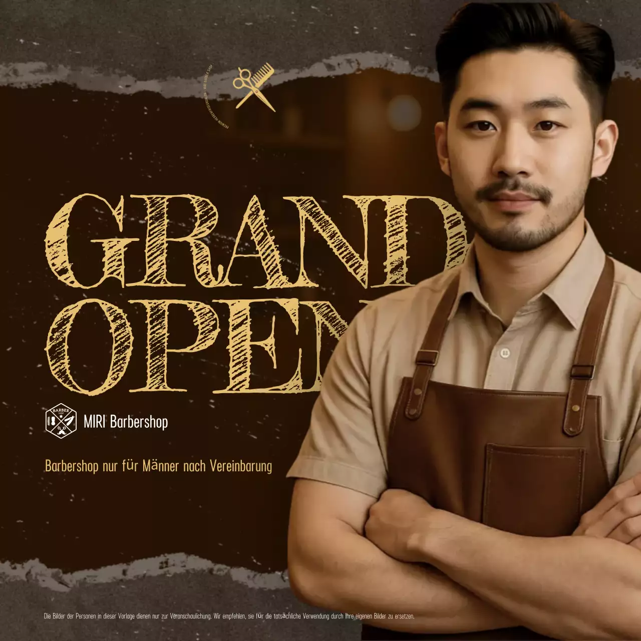 Braune Vintage Open-Werbung