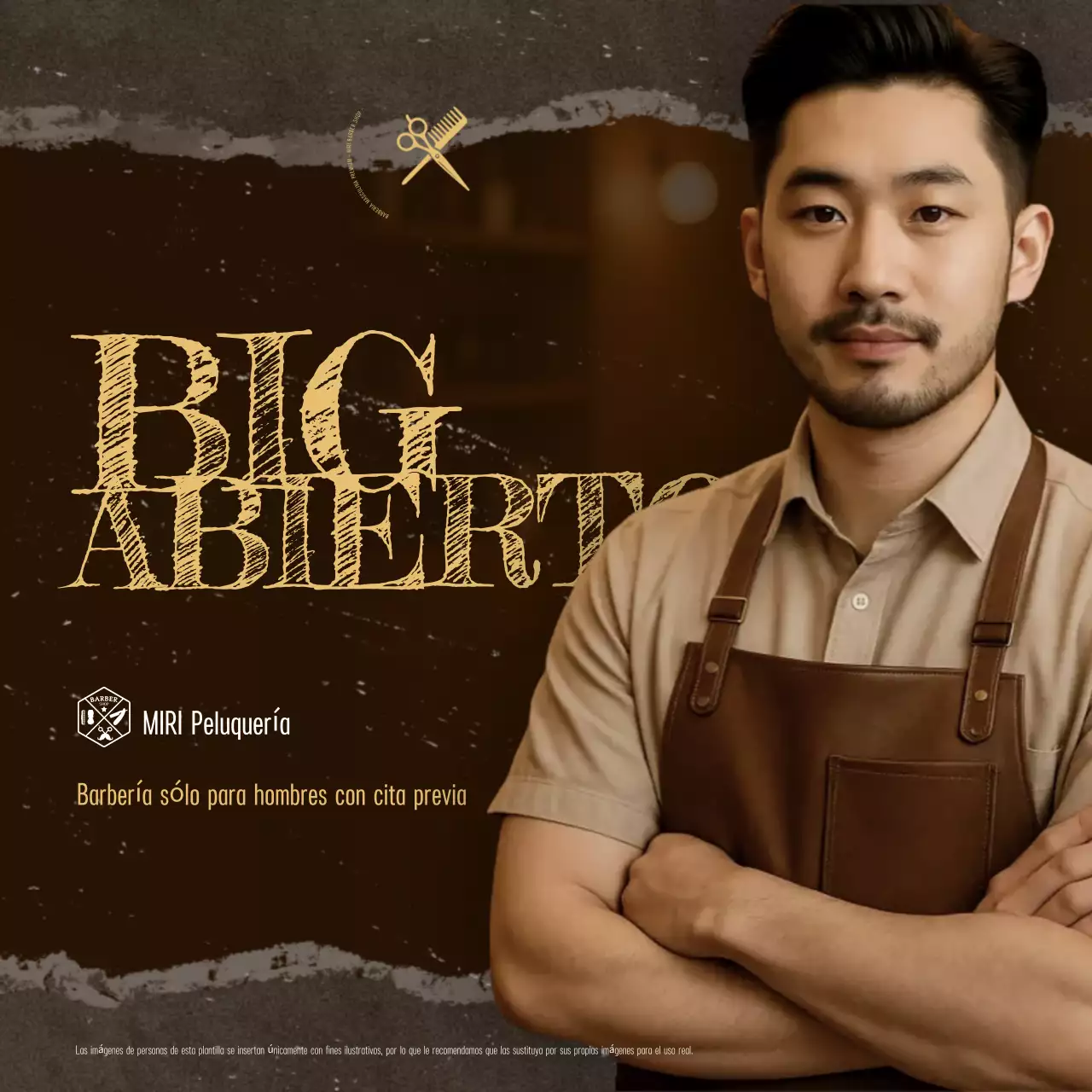 Anuncio abierto vintage marrón