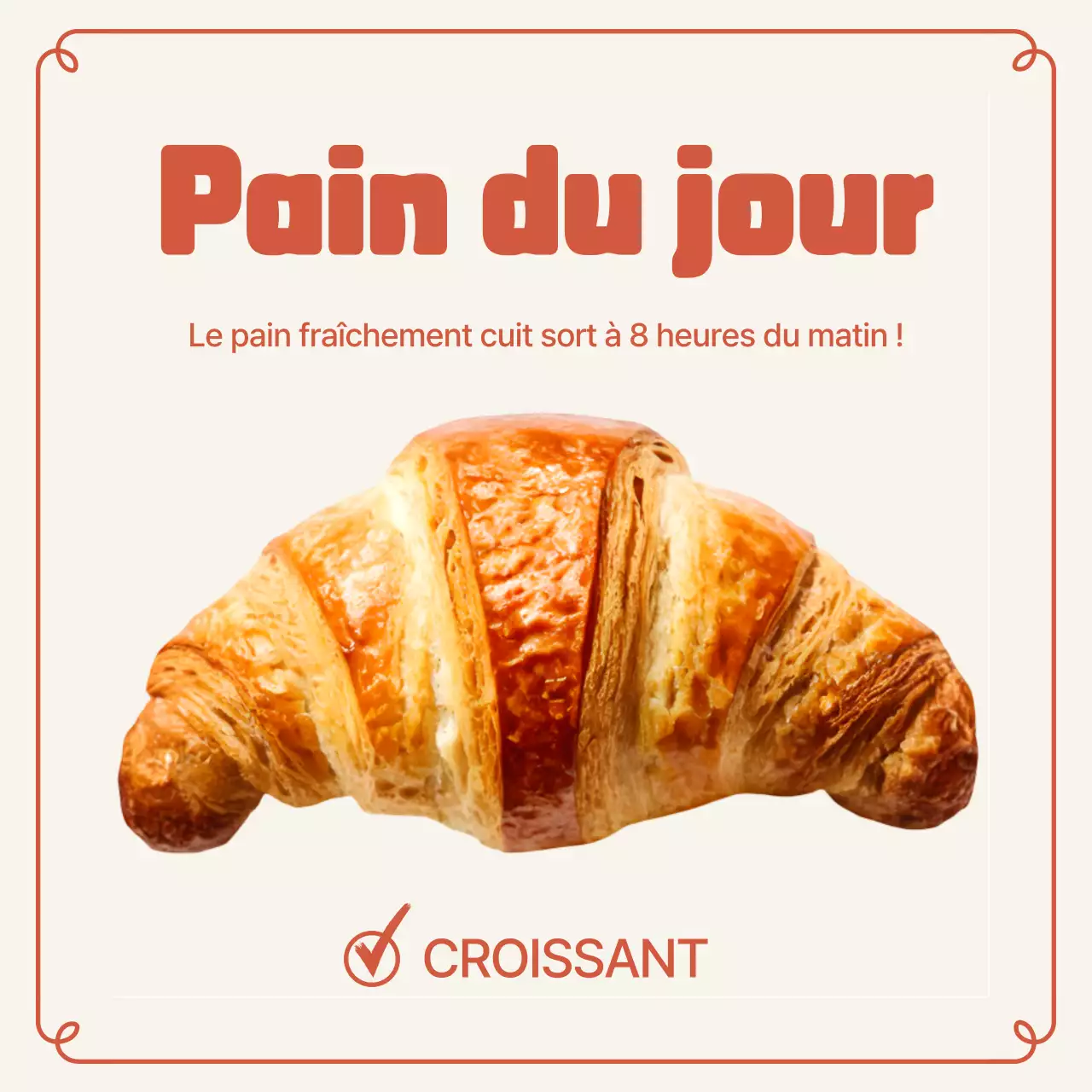 Publicité de boulangerie beige simple