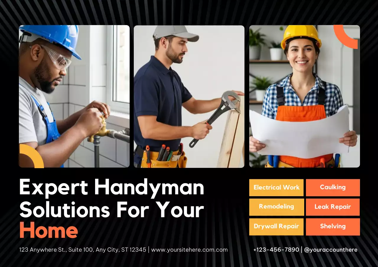 Black Modern Handyman Promotion Poster