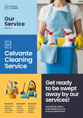 Blue Modern Cleaning Advertisement Poster