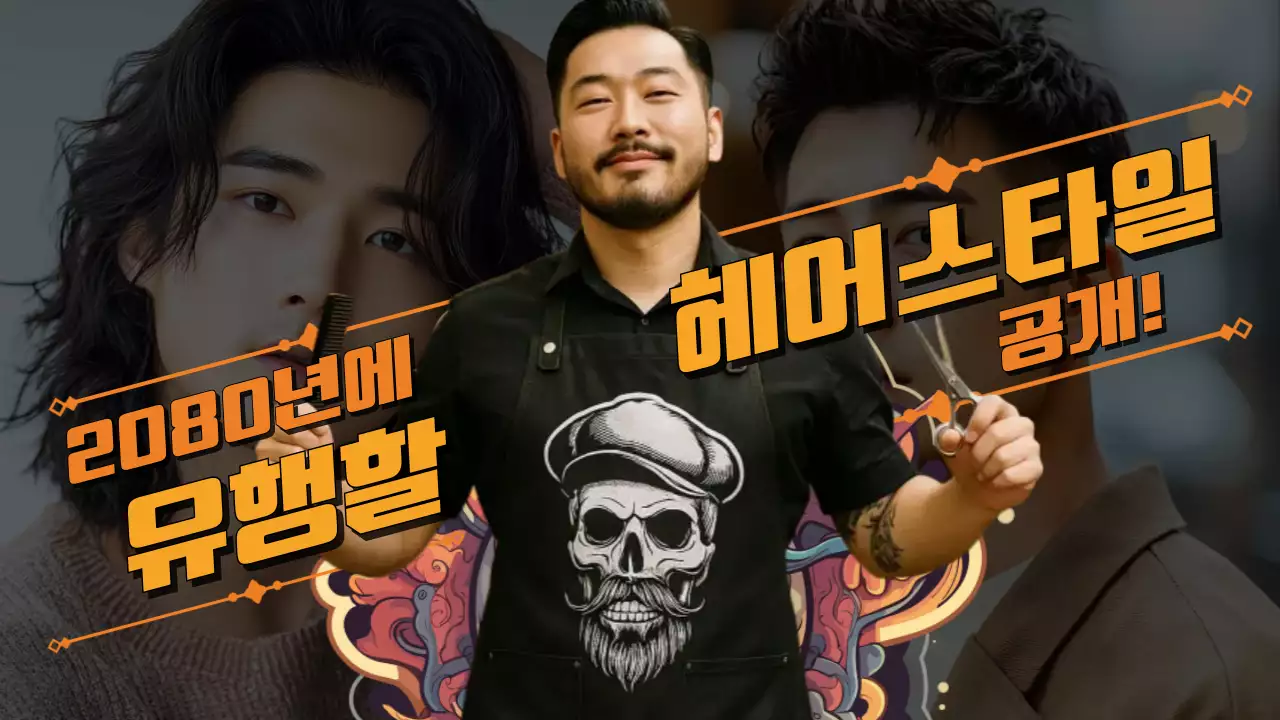 주황 레트로 헤어스타일 광고