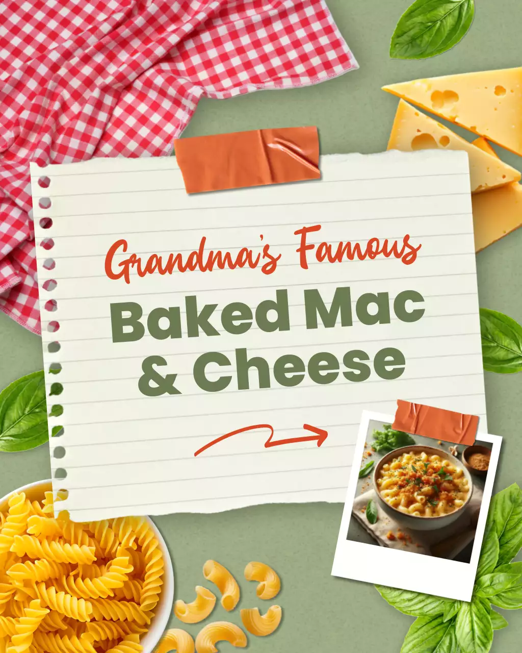 Green Rustic Mac and Cheese Recipe Instagram Post