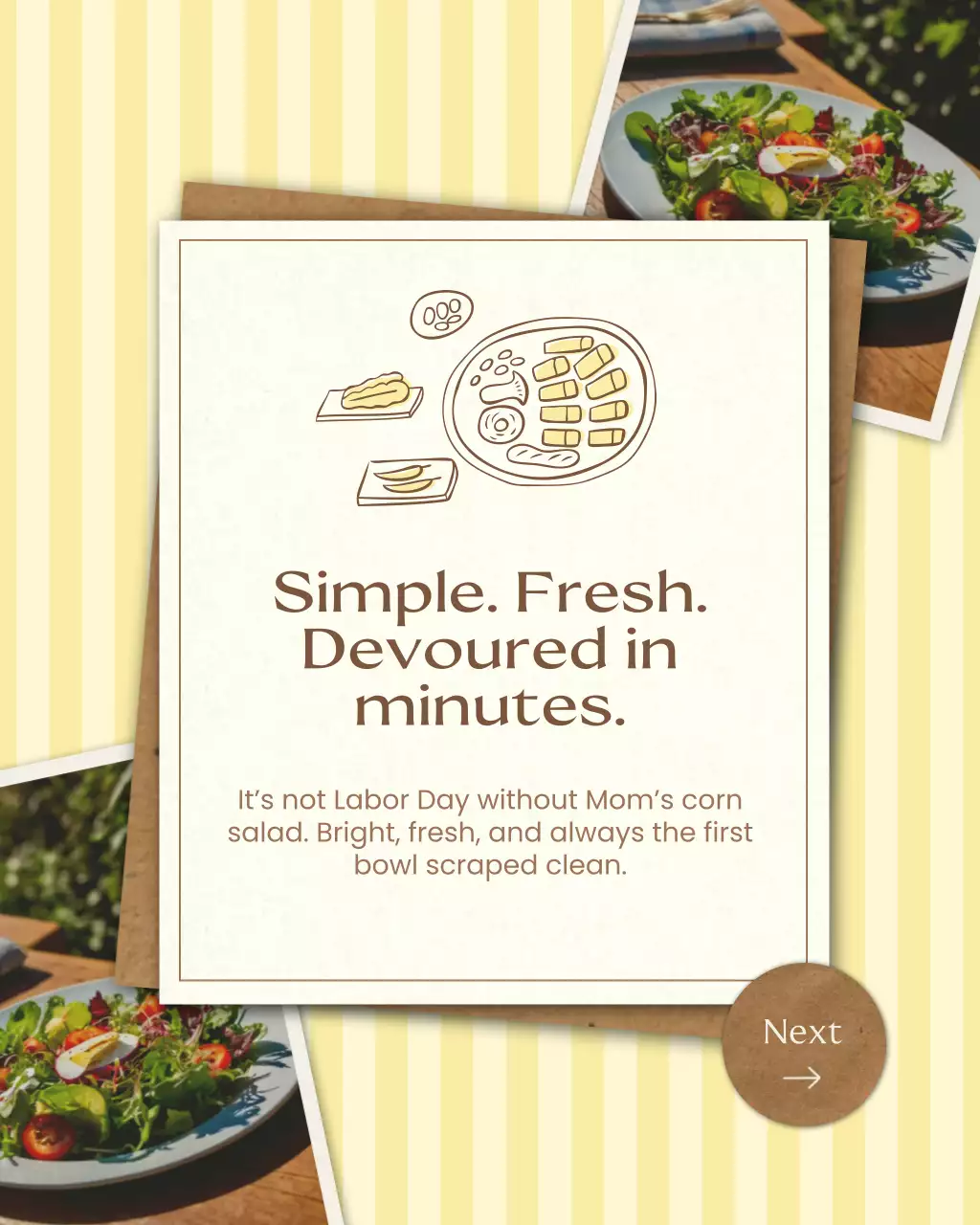 Beige Rustic Salad Recipe Instagram Post