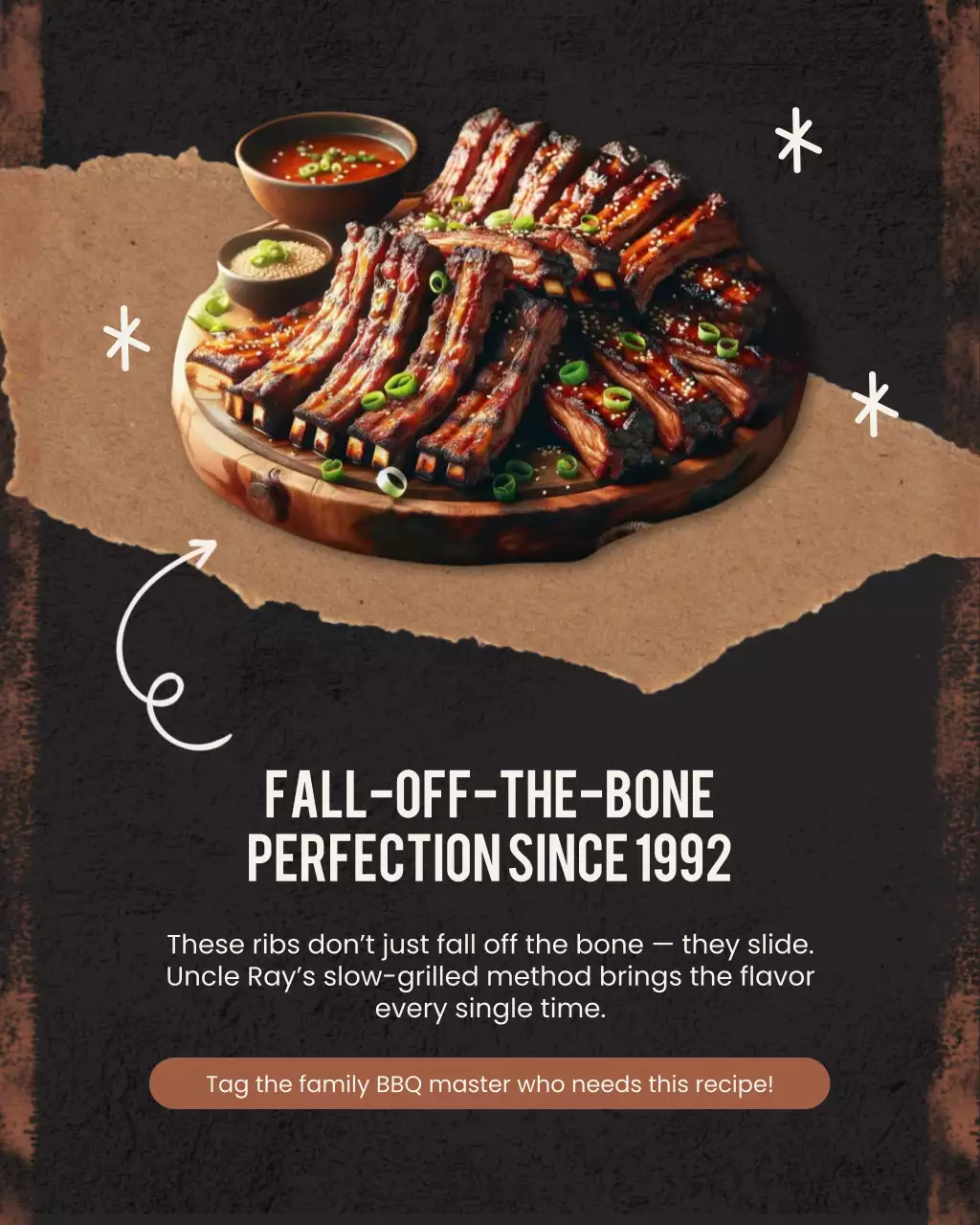 Brown Rustic Grilled Ribs Recipe Instagram Post