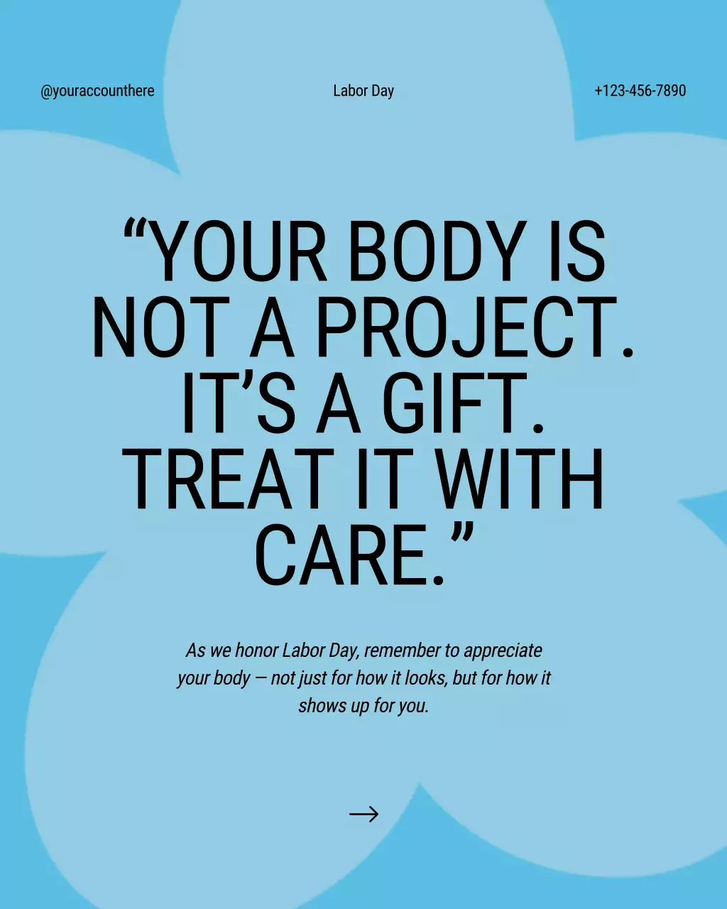 Blue Modern Calm Labor Day Wellness and Fitness Motivational Quote Instagram Post