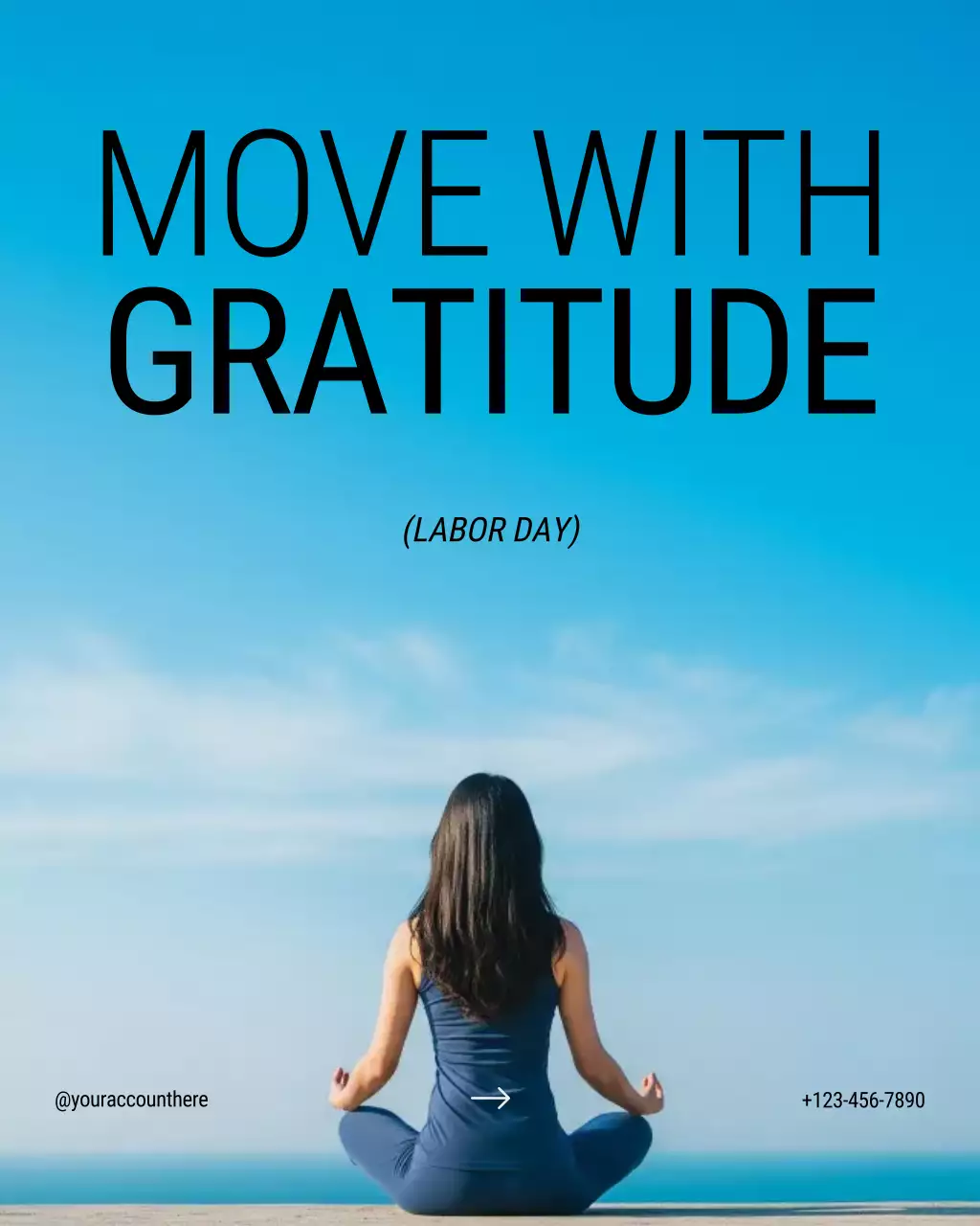 Blue Modern Calm Labor Day Wellness and Fitness Motivational Quote Instagram Post