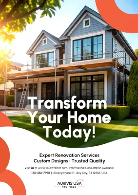 Red Orange Modern Renovation Advertisement Poster