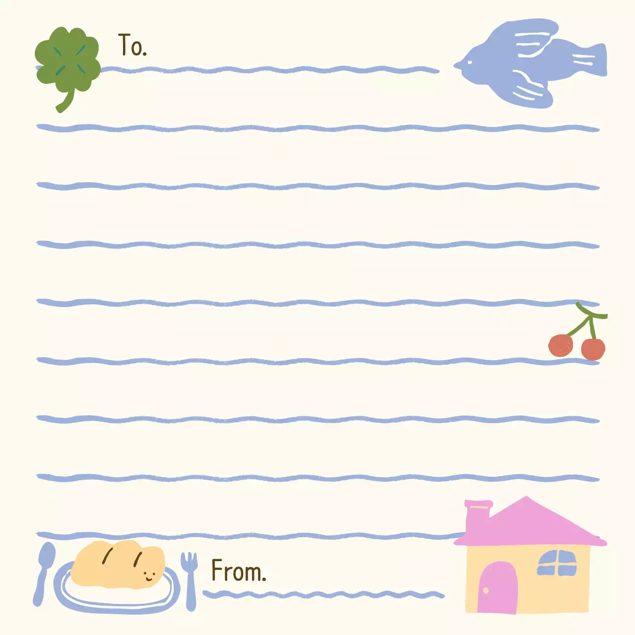 아이보리 아기자기한 편지