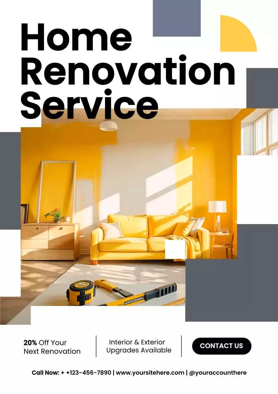 Yellow Modern Renovation Promotion Poster