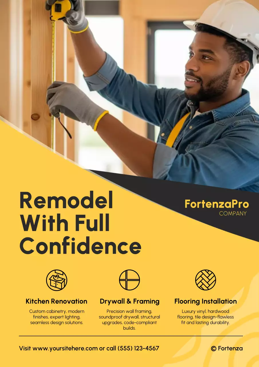 Yellow Professional Construction Promotion Poster