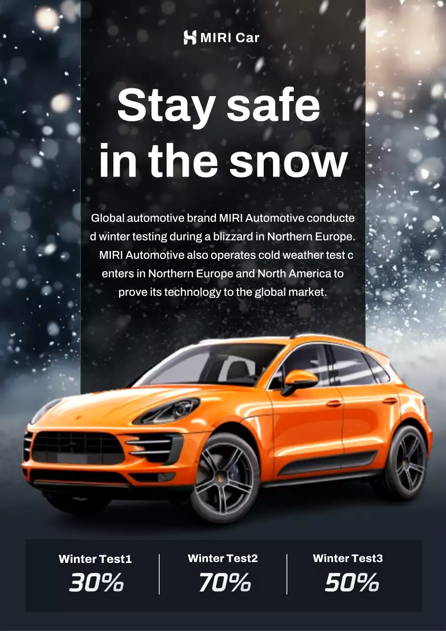 Iklan keselamatan otomotif modern berwarna oranye