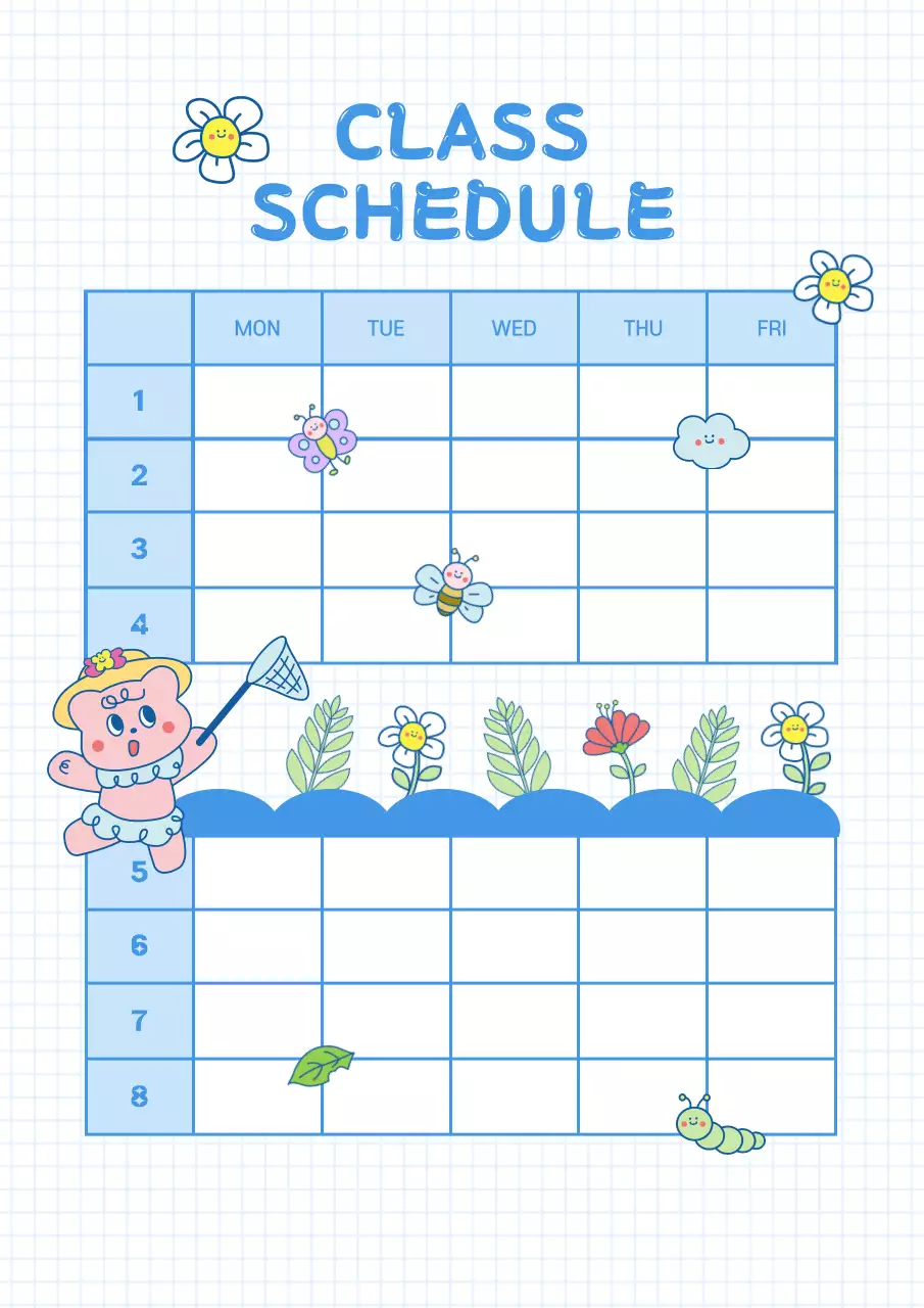 파랑 아기자기한 학교 시간표 교육 자료