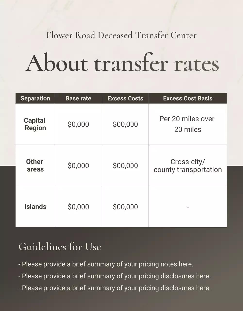 anúncio funerário elegante bege