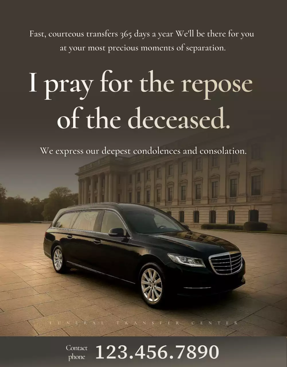 anúncio funerário elegante bege