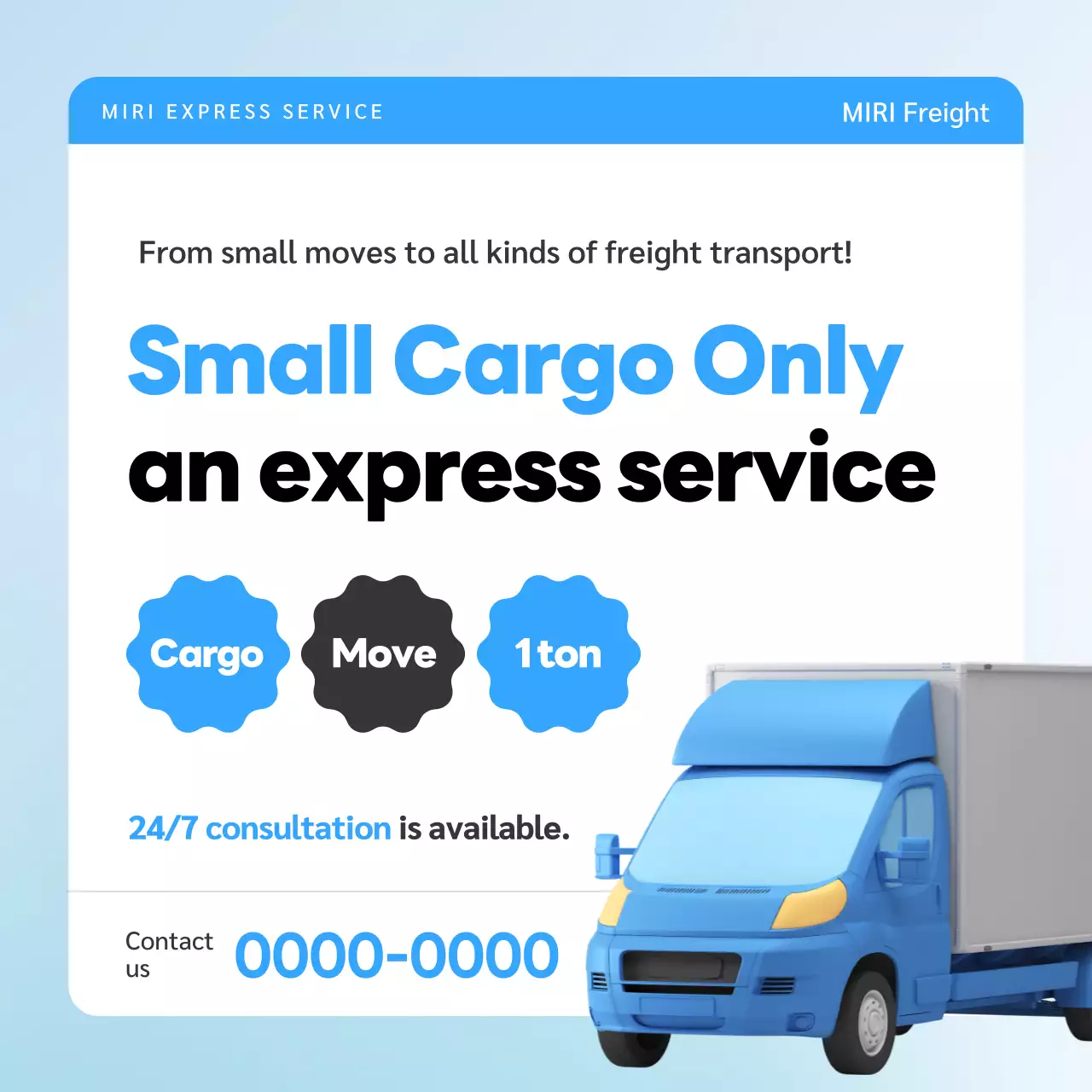 blue modern freight advertisement