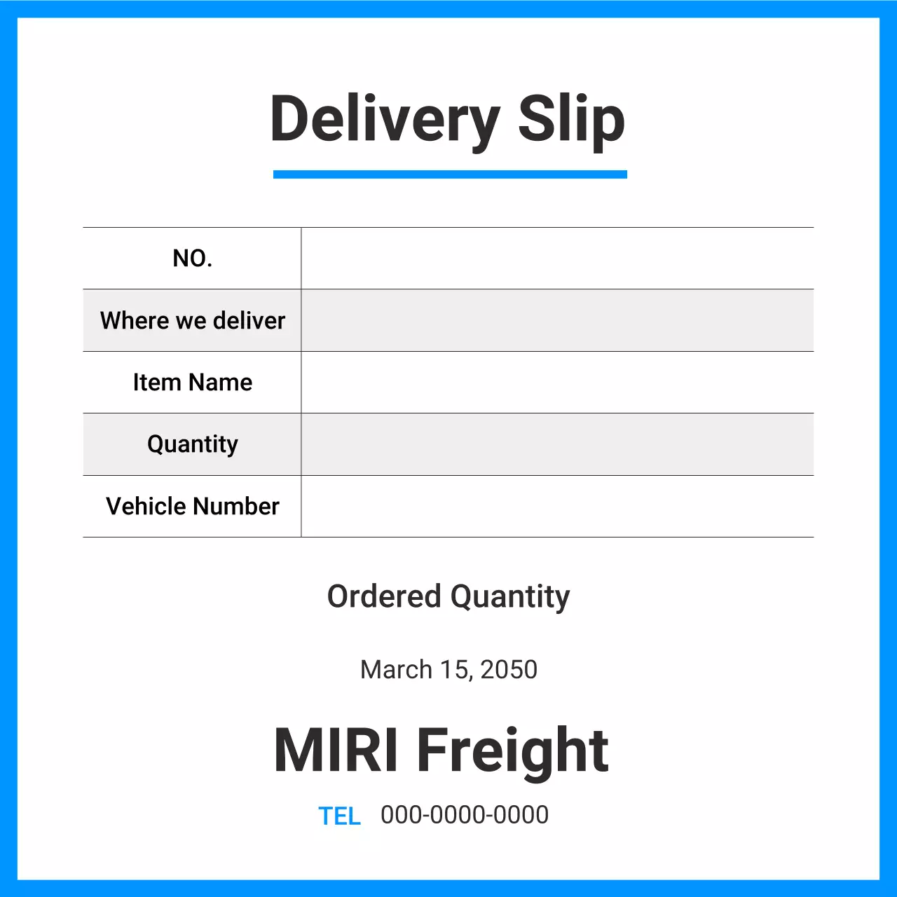 dokumen pengiriman modern biru