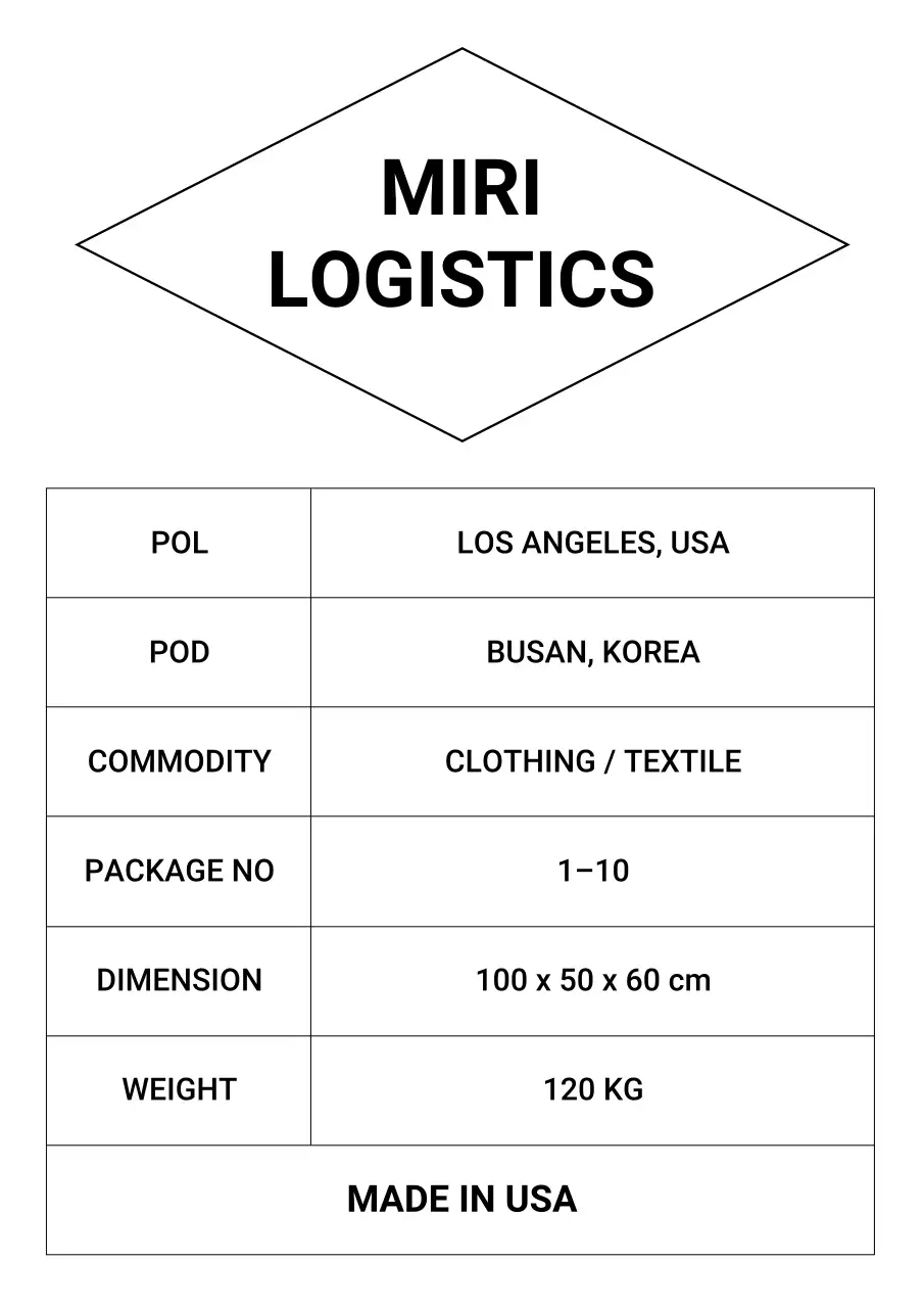 black minimal logistics document