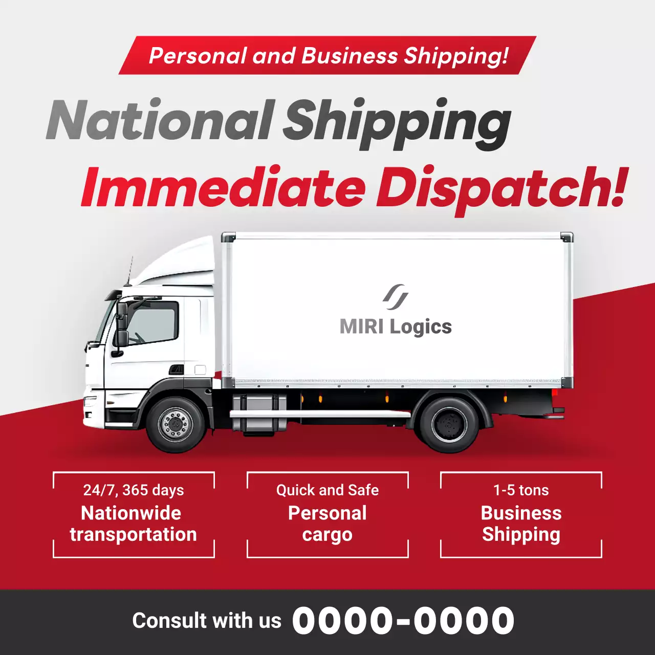 quảng cáo vận chuyển hiện đại màu đỏ