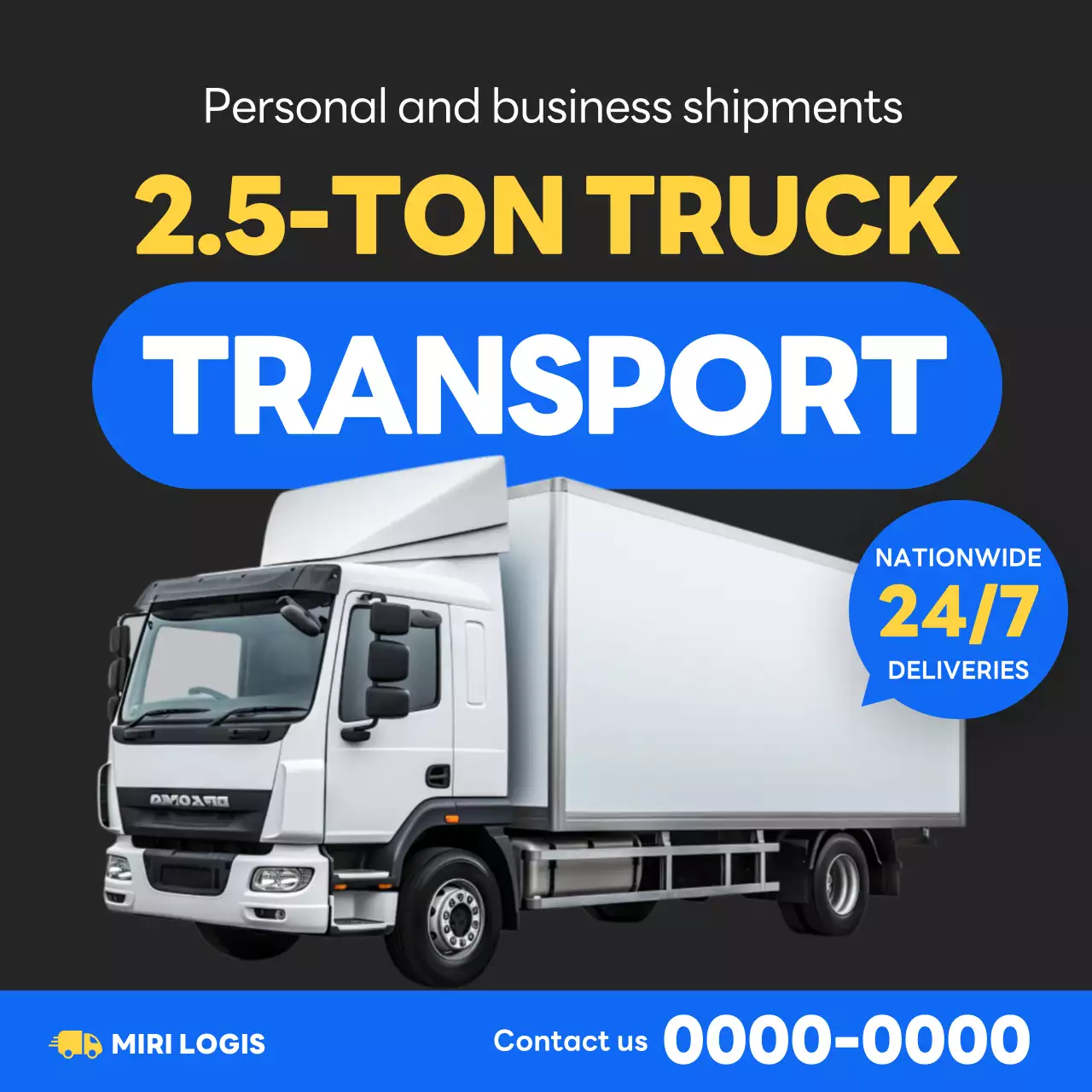 iklan transportasi truk modern berwarna biru
