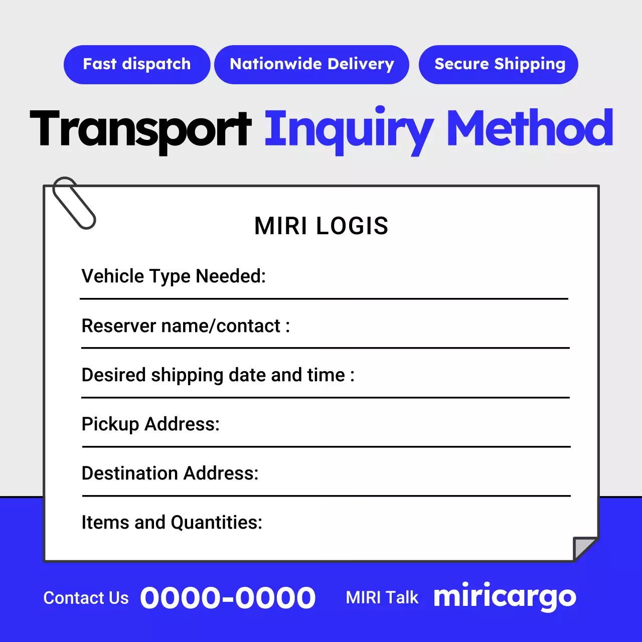 formulário de logística moderna azul