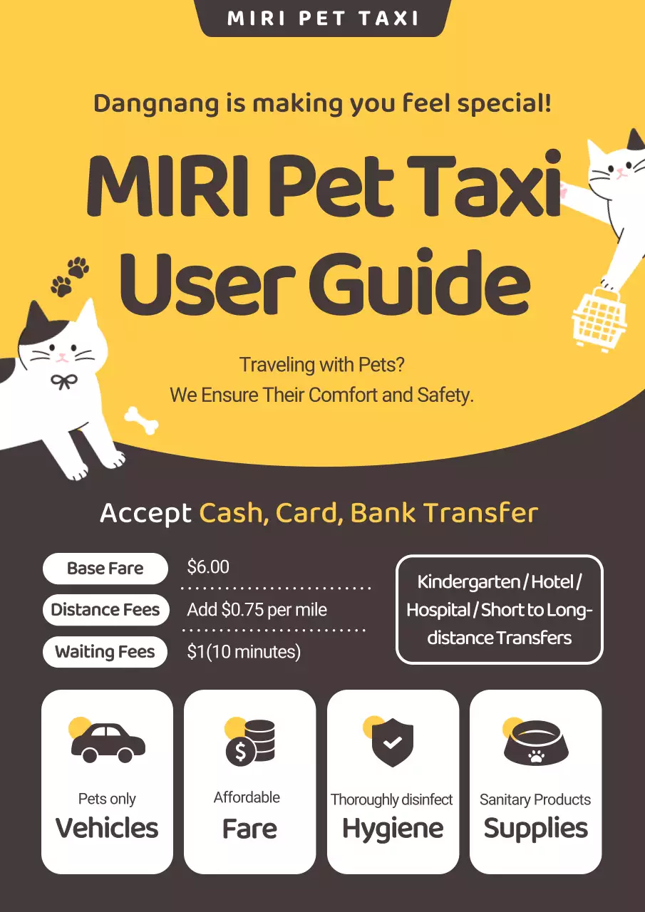 panduan taksi hewan peliharaan modern berwarna kuning