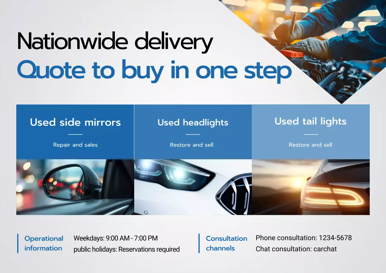 blue modern auto parts promotion