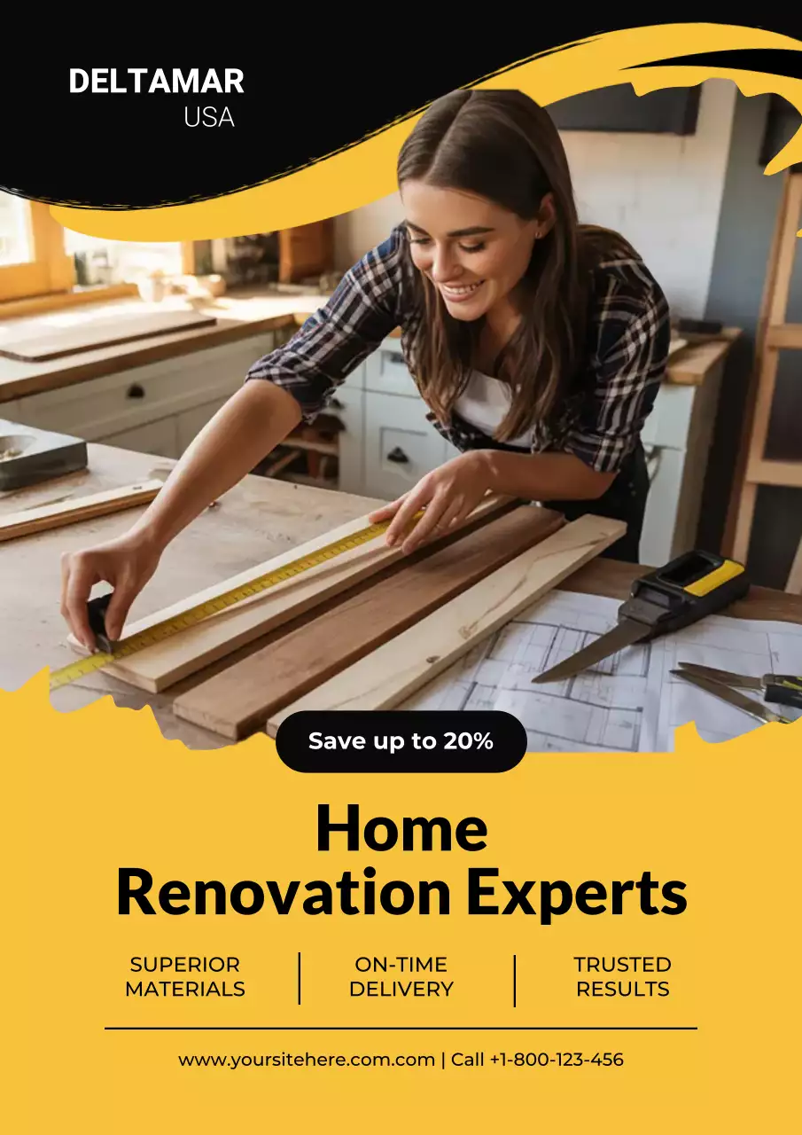 Yellow Modern Home Renovation Poster