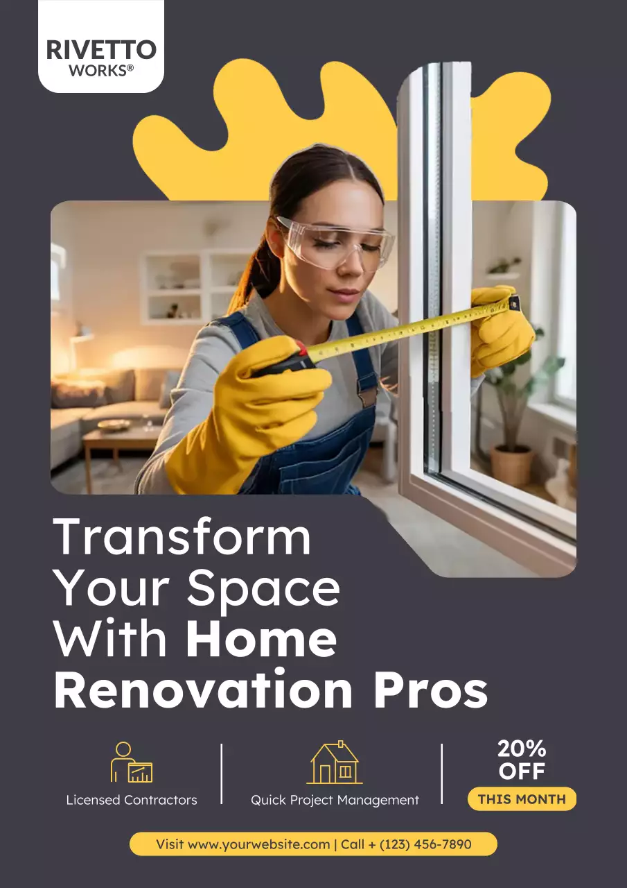 Grey Yellow Modern Renovation Advertisement Poster