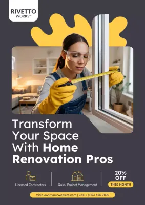 Grey Yellow Modern Renovation Advertisement Poster