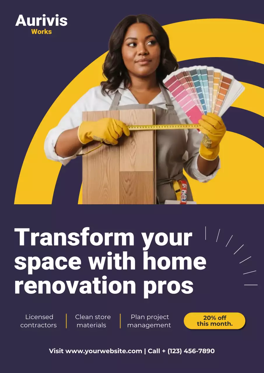 Yellow Modern Space Renovation Poster