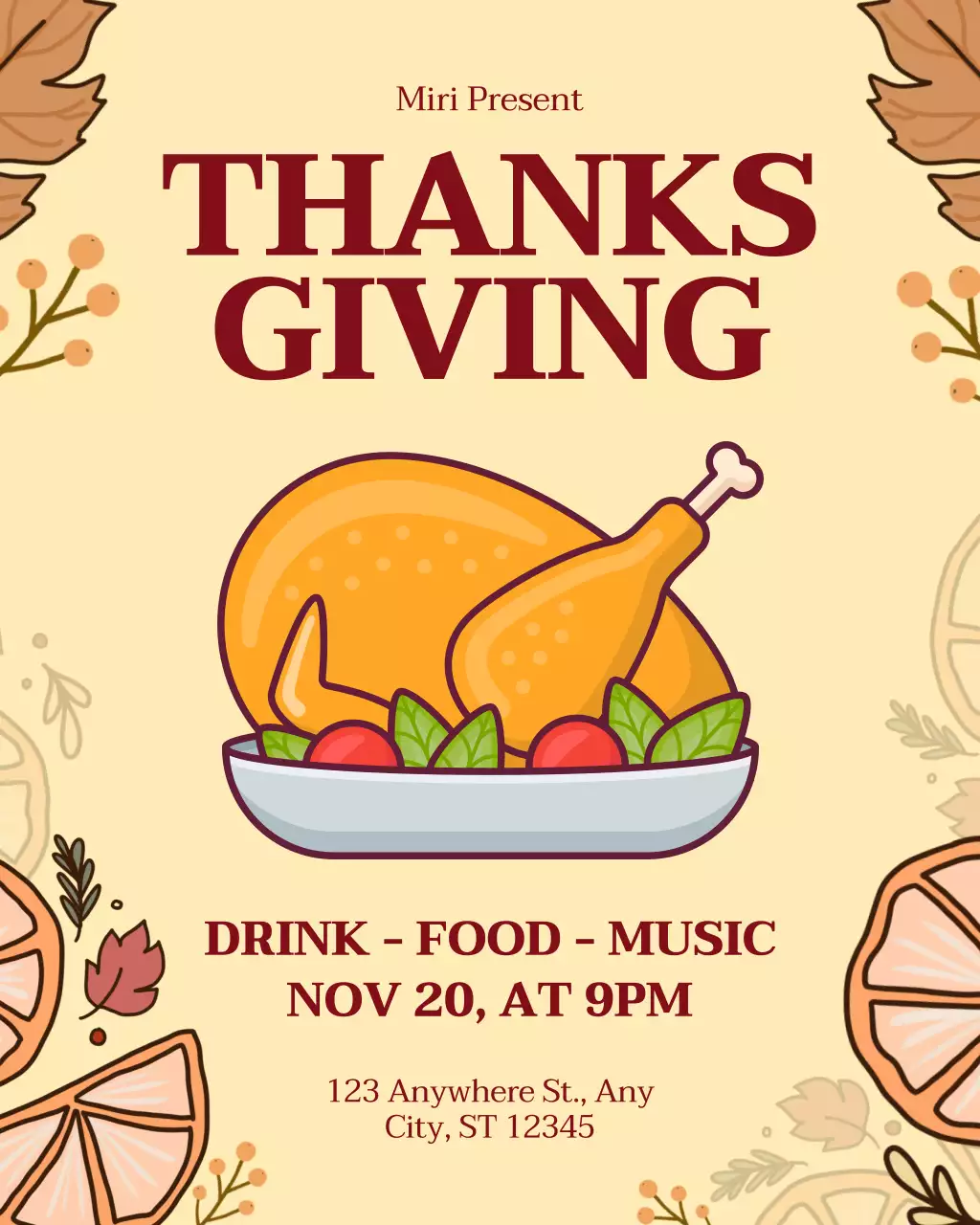 베이지 빈티지 추수감사절 축하