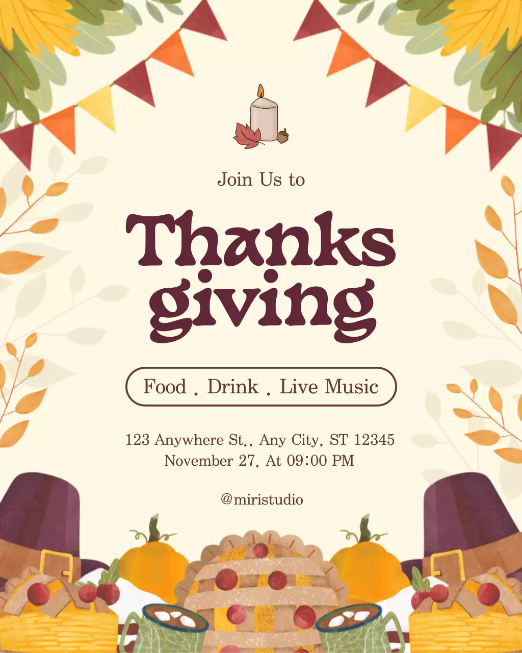 베이지 빈티지 추수감사절 이벤트