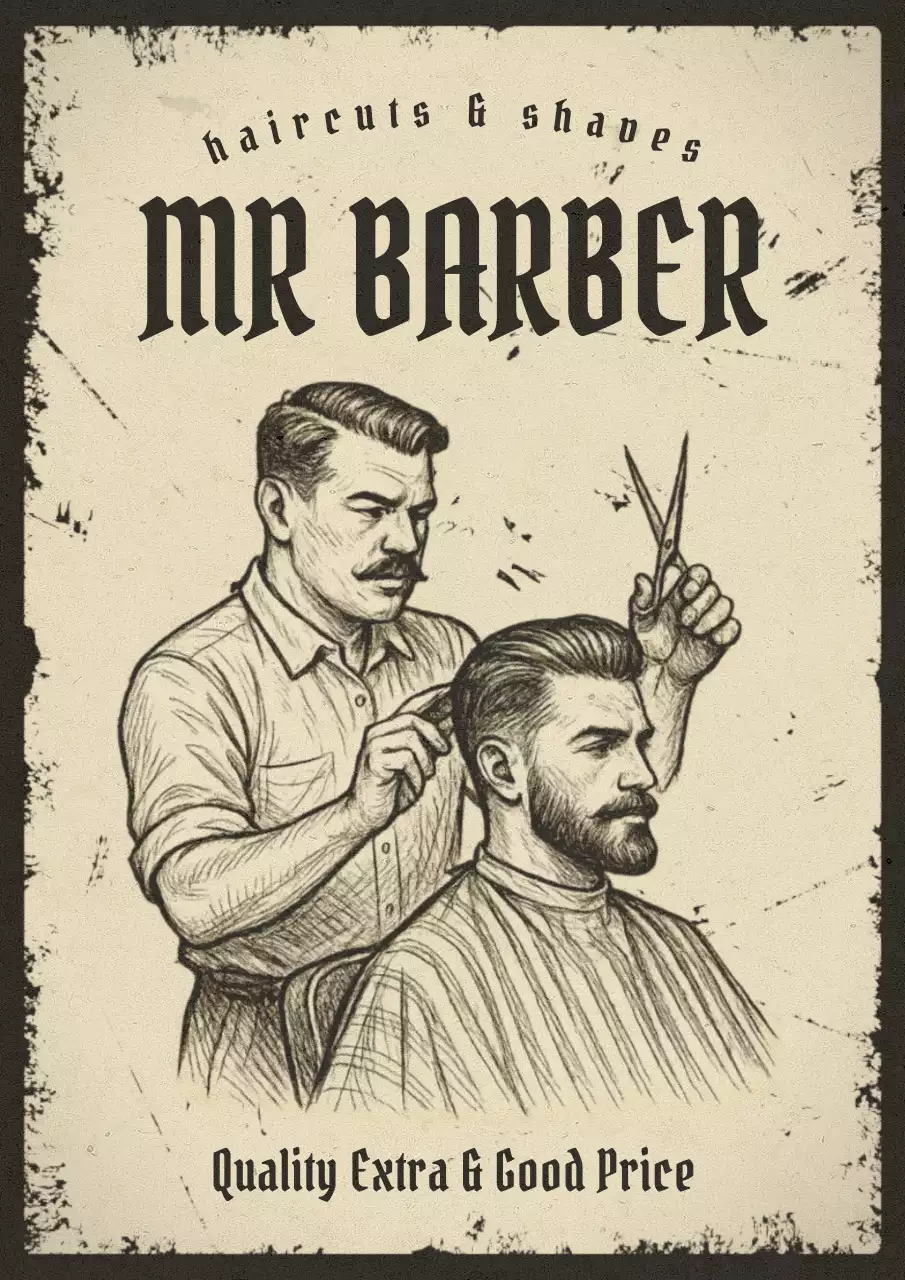 Beige Vintage Barbershop Advertisement