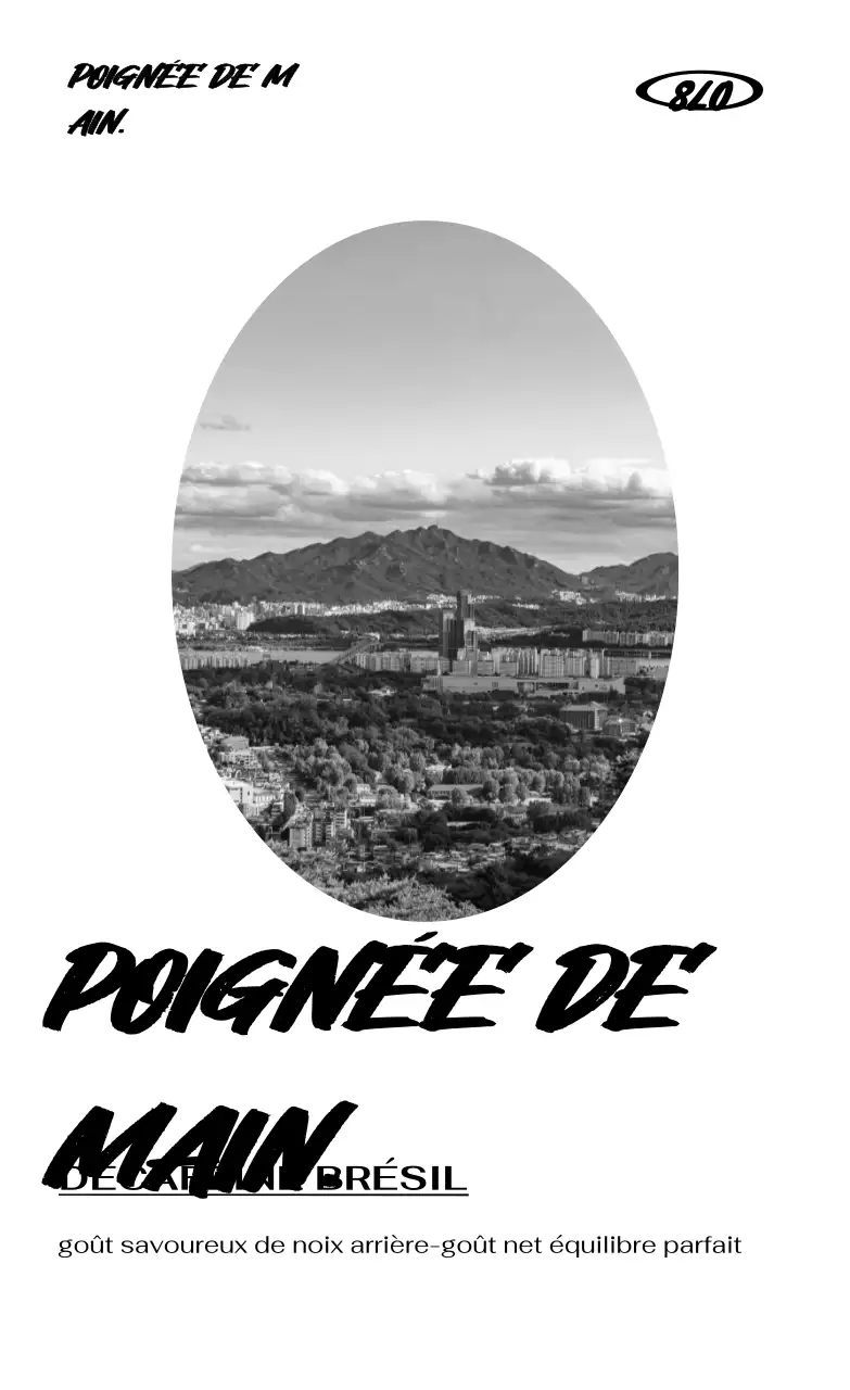 Publicité de café moderne en noir et blanc