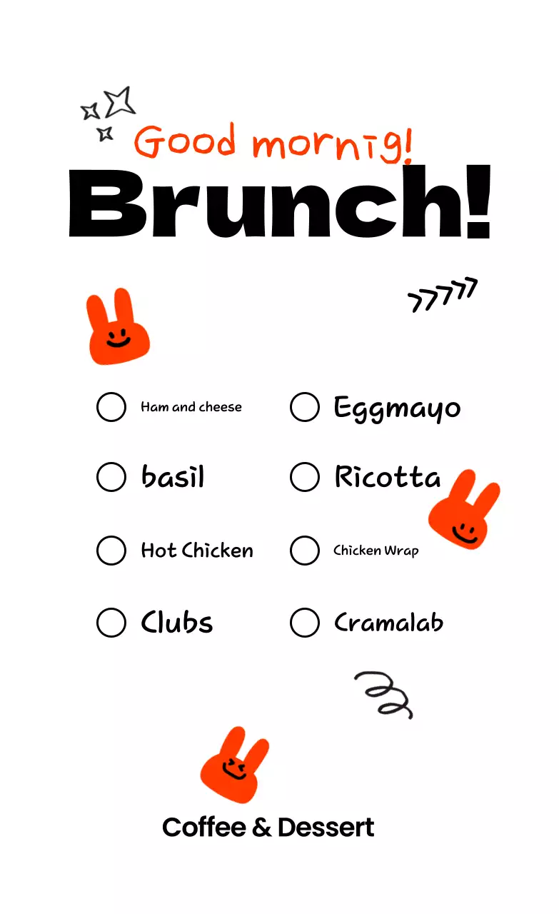 Orange Kitsch Brunch Menu
